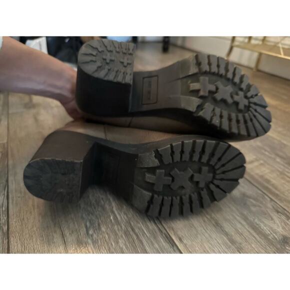 Nine West Brown Taupe Lining Sweater Zipper Block Heels Ankle Boots Size 7.5 - Picture 8 of 9